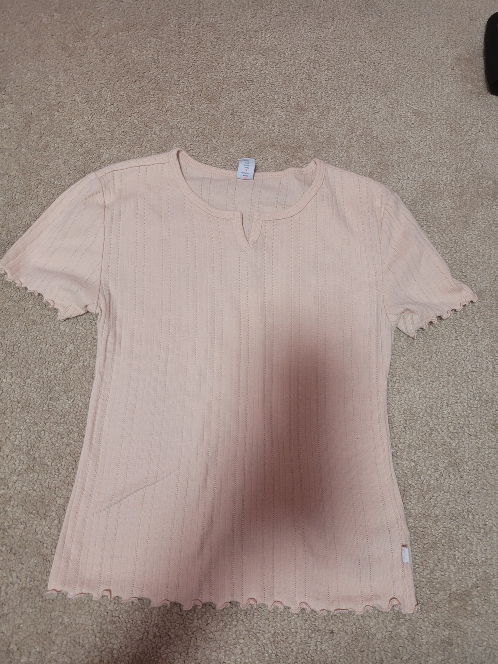 Old Navy Peach Ribbed Notch-Neck Short Sleeve Tee